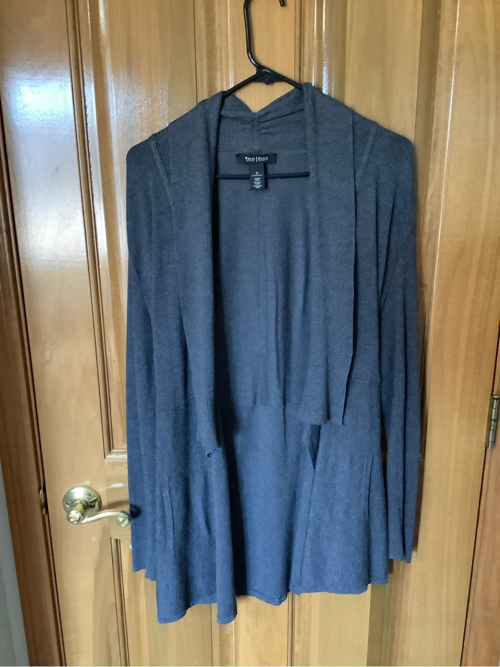 White House Black Market Charcoal Open-Front Hooded Cardigan